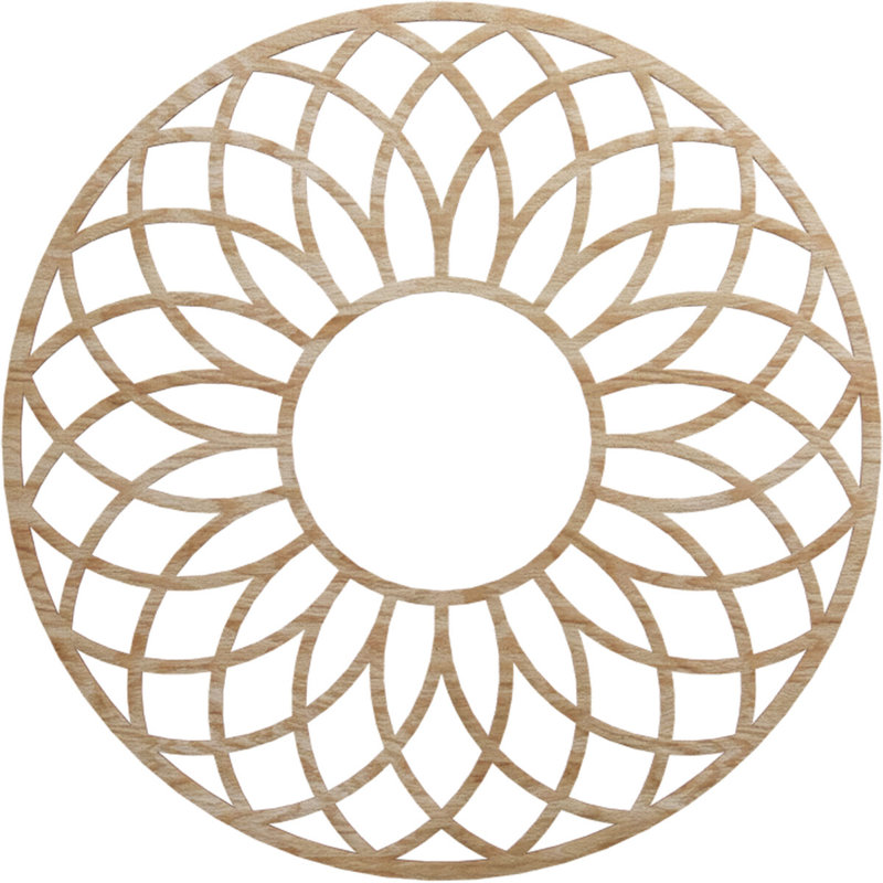 Médaillon de plafond en bois ajouré Cannes, Chêne rouge, H 32 po x l 32 po x P 0,25 po
