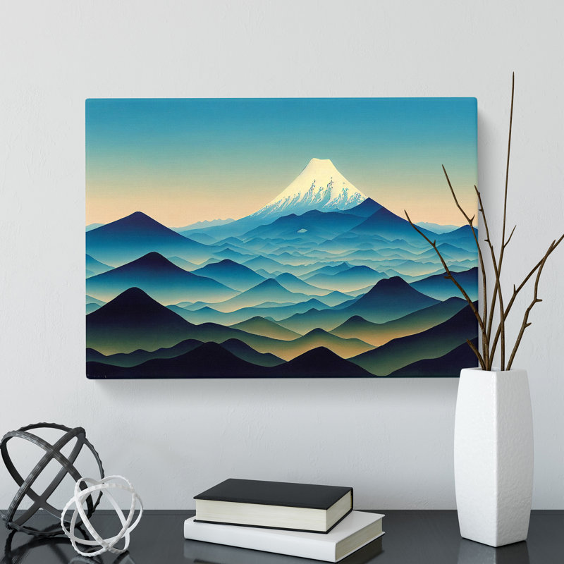 Timeless Japanese Mountains - Wrapped Canvas Print, 35cm H x 50cm W x 3cm D