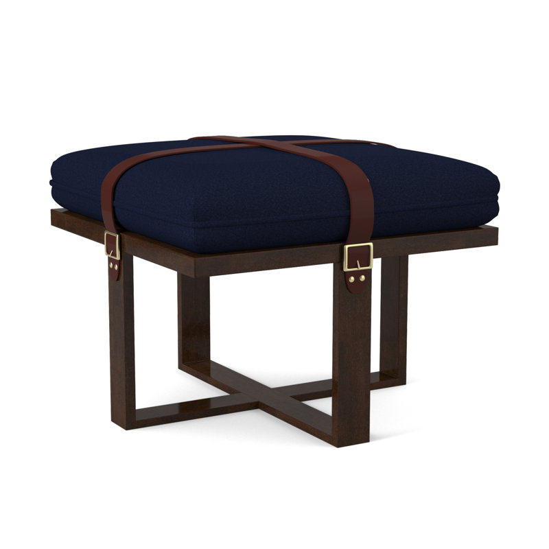 Square Ottoman, Margaret Uniform Polyester Blend, American Walnut