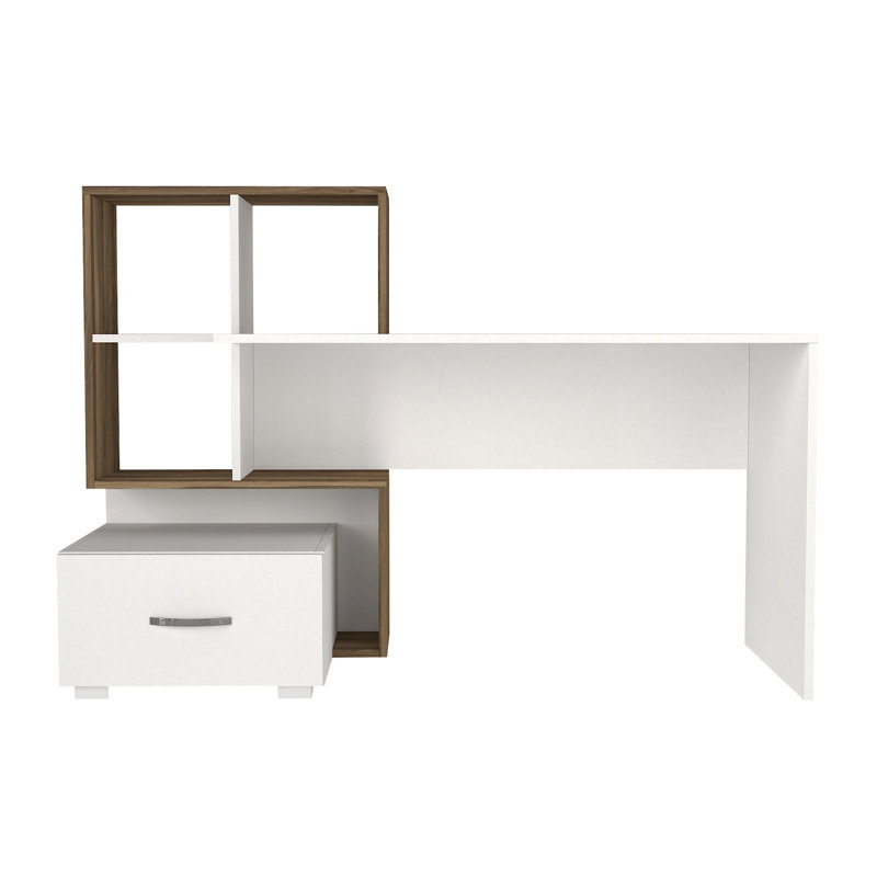 Bureau Lyall, Blanc / noyer
