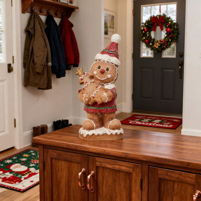 Ornement de Noël en forme de pain d'épice 9 po avec aiguilles en forme d'étoile, décoration de table festive