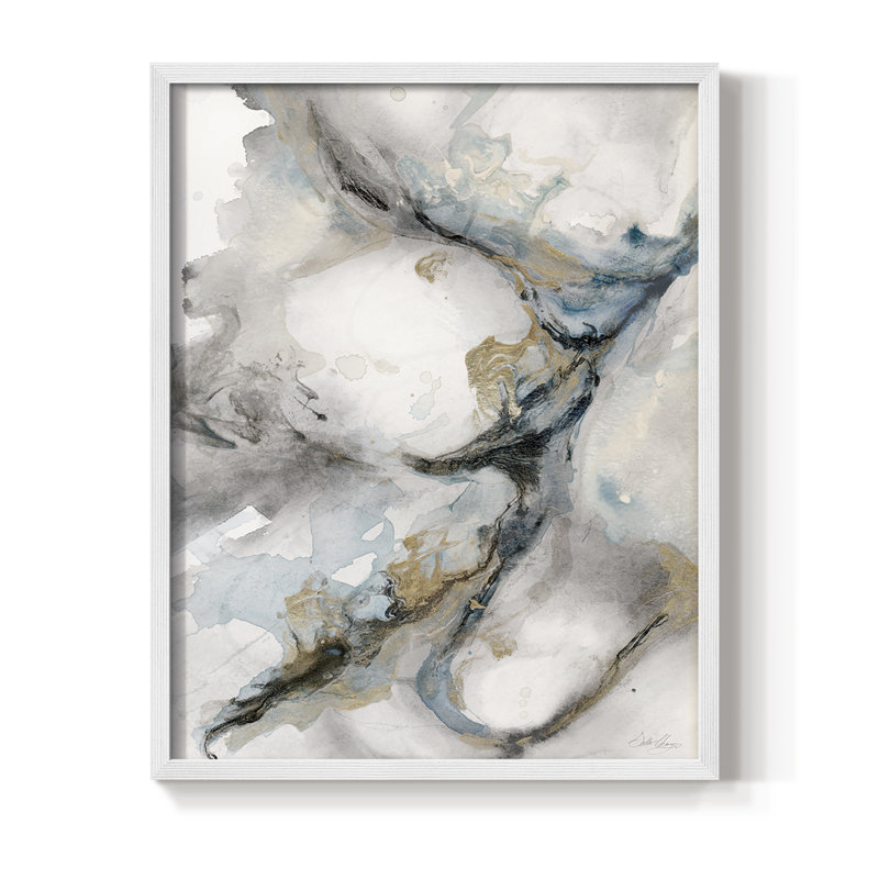 Meandering Framed Print - Solid Wood, White, 20" H x 16" W