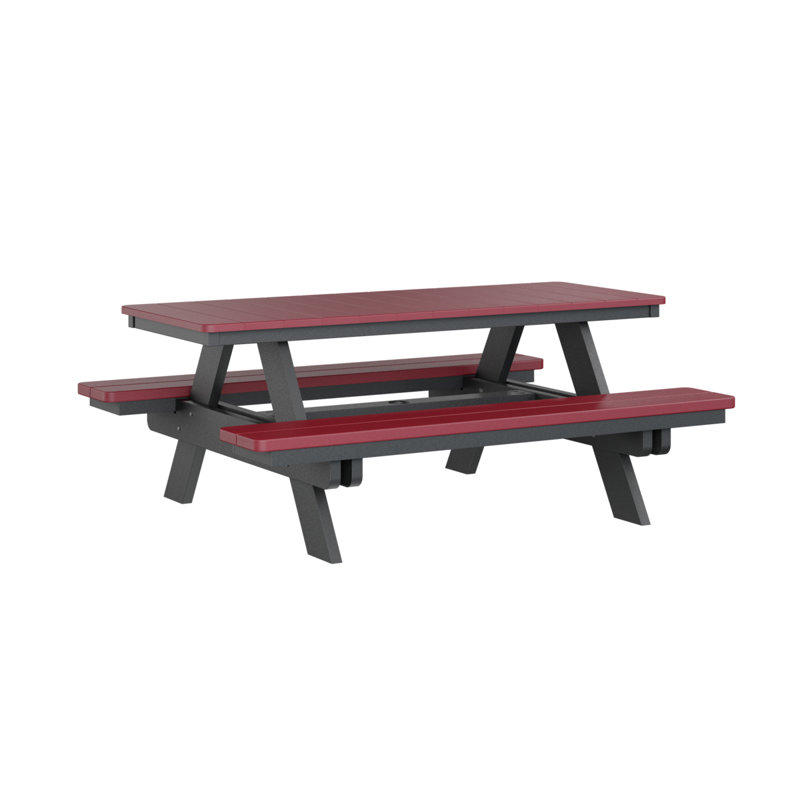 Table de pique-nique rectangulaire Berlin Gardens Ada, Scarlet Red Top/Black Base