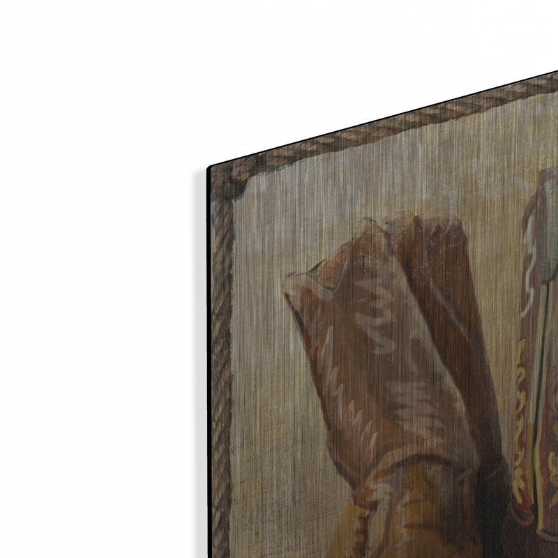 Winston Porter «Roped In bottes» par Art Licensing Studio, art mural en métal, H 24 po x l 24 po