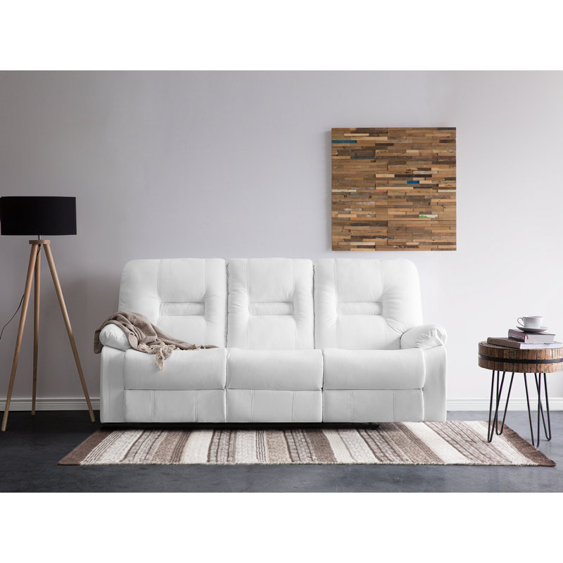 Faux Leather Reclining Sofa, White