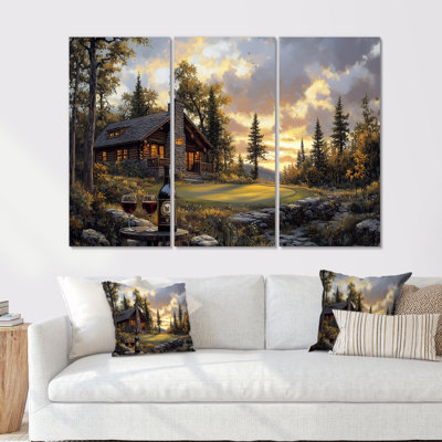 «Green Golf Course With Cozy Lodge V», ensemble d'art mural