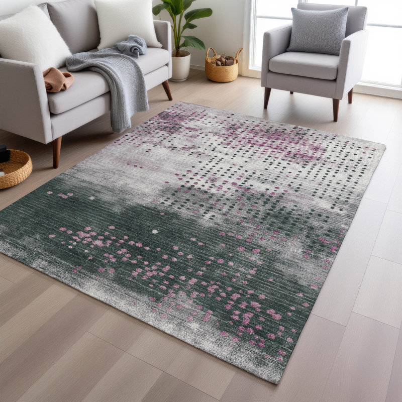 Tapis intérieur / extérieur lavable à la machine Xhevrie, Rectangle 10 pi x 14 pi