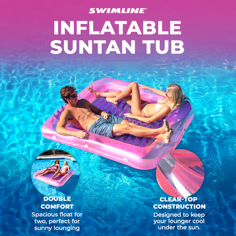 Bain de soleil gonflable Swimline Luxe Edition, H 8 po x l 68 po x P 70 po, Rose / Mauve