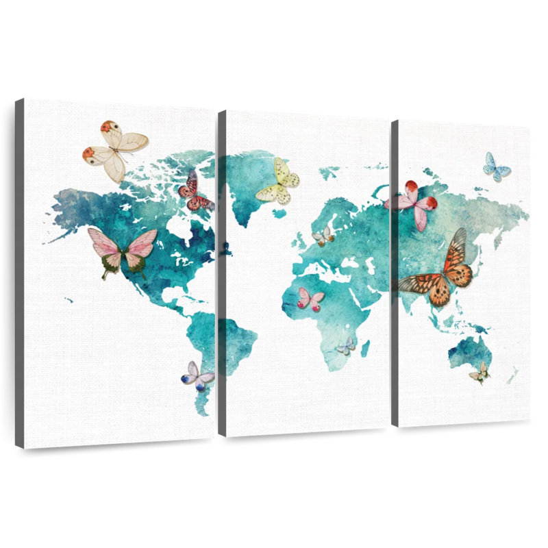 Carte du monde des papillons Aliaz, H 32 po x l 50 po