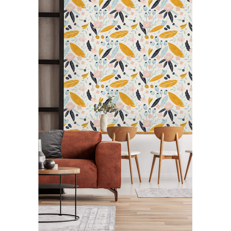 Rouleau de papier peint à fleurs, L 10,42 pi x l 25 po