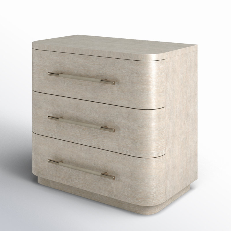Modern Mood Three Drawer Nightstand, Light Wood/Diamond