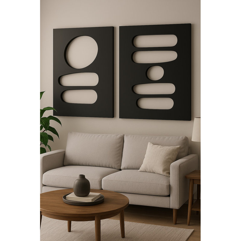 Élégante peinture décorative en panneau de fibres à densité moyenne (2 pièces), noire, 15,7 po x 23,6 po | 100% panneau de fibres à densité moyenne, épaisseur: 0,7 pouce | Parfait pour la décoration intérieure moderne et l'art mural, design élégant et polyvalent pour n'importe quelle pièce