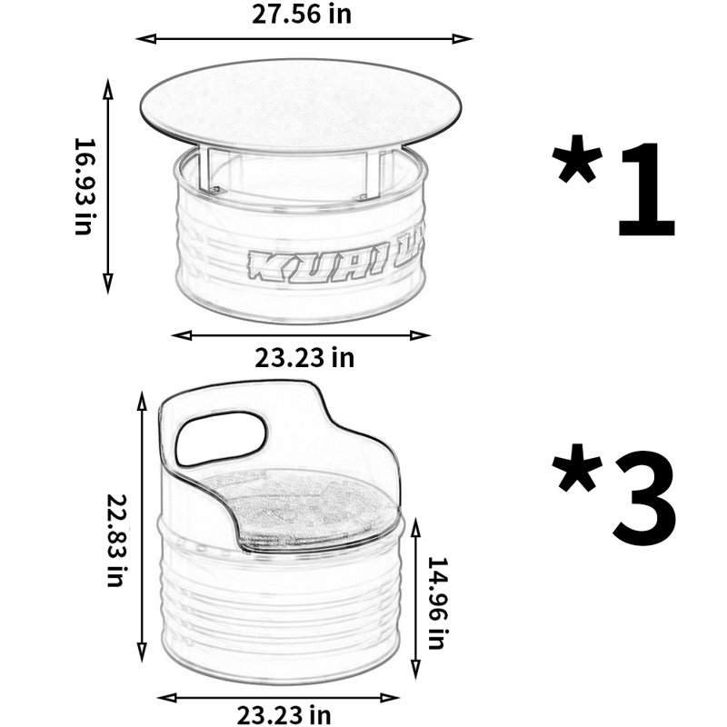 Ensemble de salle à manger Nathaiel L 27,56 po x l 27,56 po, Orange, 4