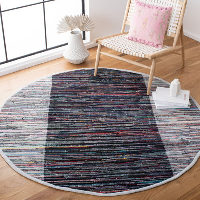 Rag Rug Flat Weave Cotton Striped Rug