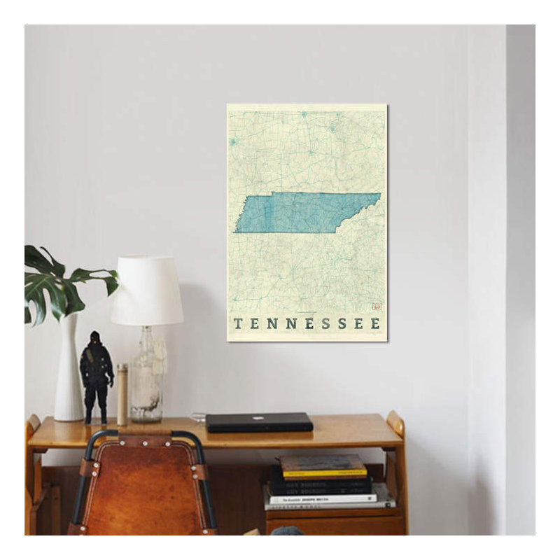 « tennessee map », impression sur toile, H 26 po x l 18 po x P 1,5 po, Toile tendue, Pas de tapis