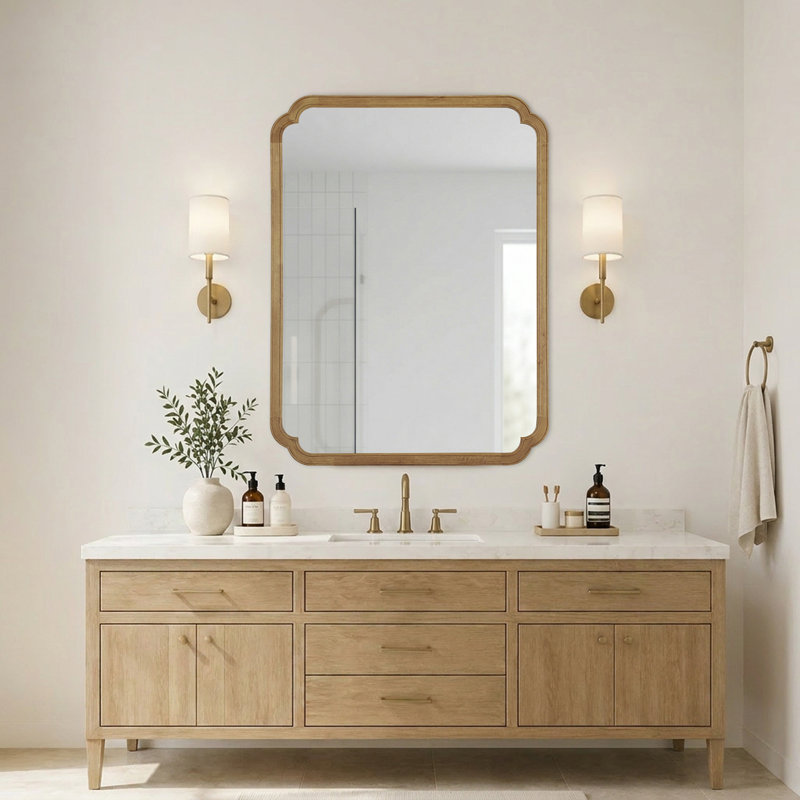 Miroir mural Ali, 48 po x 36 po, 1, Bois naturel