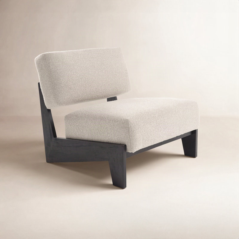 Brest Upholstered Accent Chair, Light Gray & Black