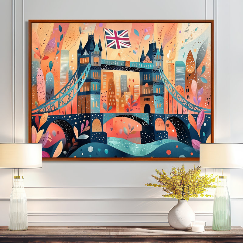 Pop Art Tower Bridge Lights in London, Royaume-Uni, art mural, H 30 po x l 40 po, Toile tendue, Ne s’applique pas