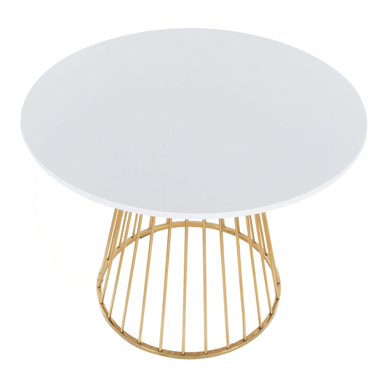 Table de salle à manger Canary Cosmo, Blanc, Doré