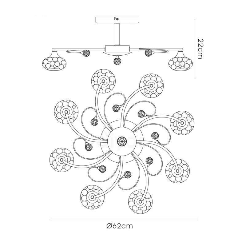 Eckenrode 8 - Light Unique/Statement Chandelier, Satin Nickel