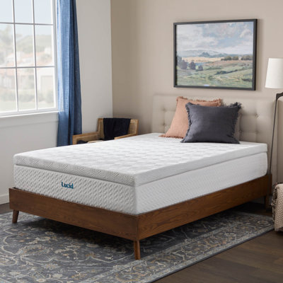 Lucid Comfort Collection 3” Bamboo Charcoal and Gel Memory Foam Mattress Topper