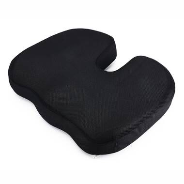  Sleepavo Black Memory Foam Seat Cushion for Office Chair -  Pillow for Sciatica, Coccyx, Back, Tailbone, Lower Back Pain Relief -  Orthopedic Chair Pad for Lumbar Support in Office Desk