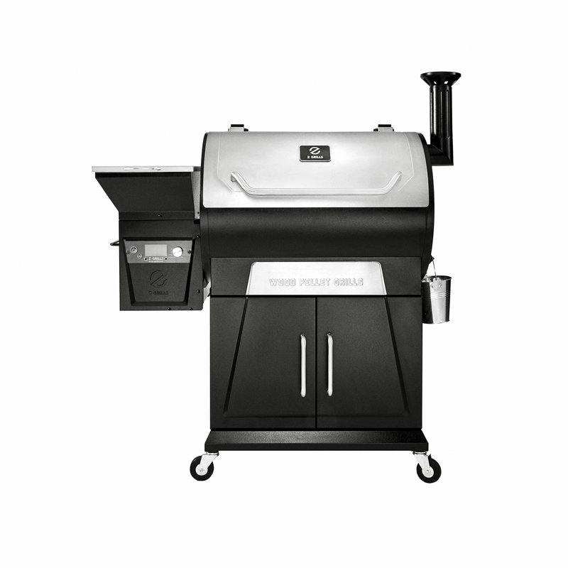 Offset Wood Portable 694 Square Inches Smoker & Grill, Black/Silver