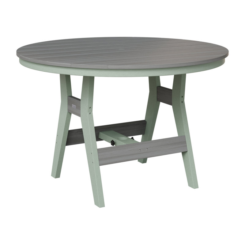 Harbor Outdoor Round Bar Table, Driftwood Gray, Seafoam