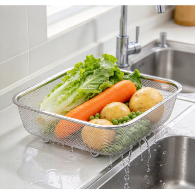 304 Stainless Steel Fine Mesh Colander, Multi-Purpose Kitchen Strainer Basket
