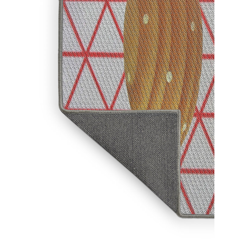 Tapis rouge/brun/noir à motifs, Rectangle 4 pi x 6 pi