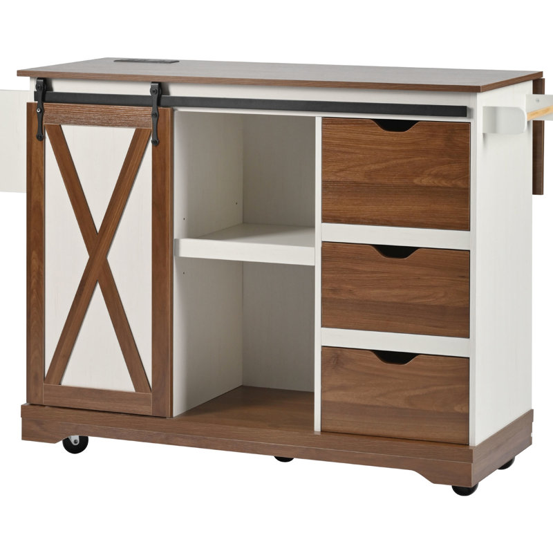 - Îlot de cuisine de style 55,5 po, abattant, étagère à épices, tiroirs de rangement et tablettes d'organisation de salle à manger,