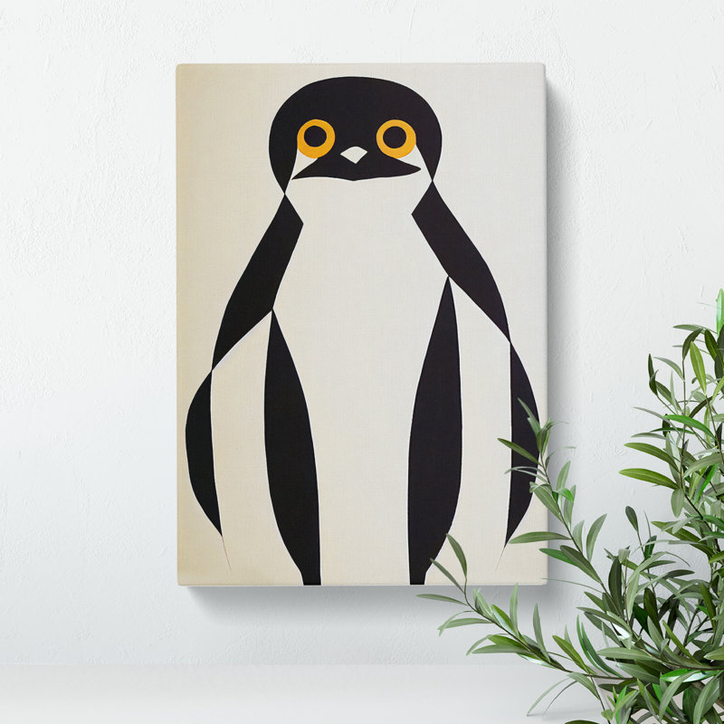 XV1022-3458X Penguin Abstract Art No.2 - Print, Wrapped Canvas, No Matte, 50cm H x 35cm W x 3cm D