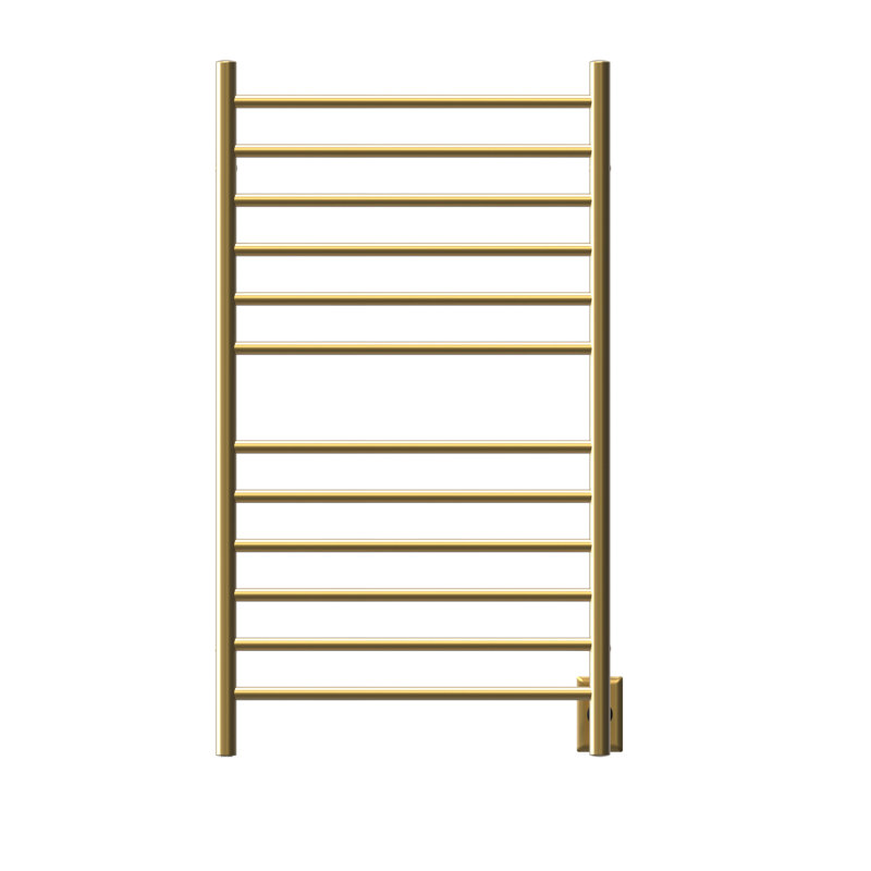 Radiant Large Straight Electric Towel Warmer Hardwired or Plug in, Satin Brass