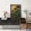«Blue Morning Glories with Moon Vintage Brown Tone», reproduction d'art sur toile encadrée
