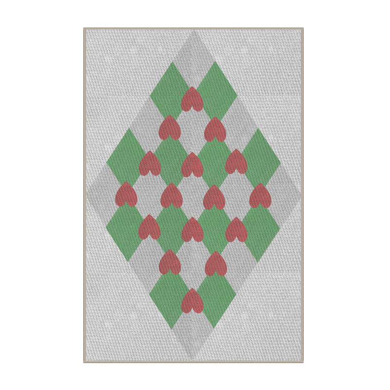 Tapis à motif géométrique vert / gris / rouge Antoninette, Rectangle 7 pi x 10 pi
