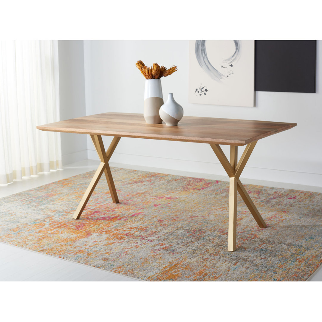 Solid Wood Top Dining Table Everly Quinn