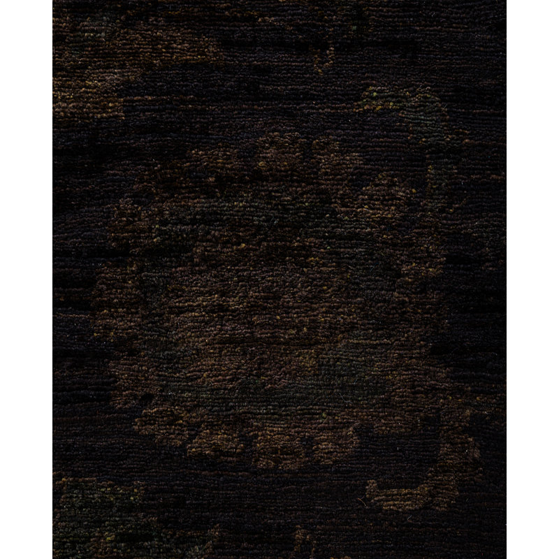 Overdyed Hand-Knotted Wool Modern-Contemporary Black Area Rug 9' 0" x 11' 10"