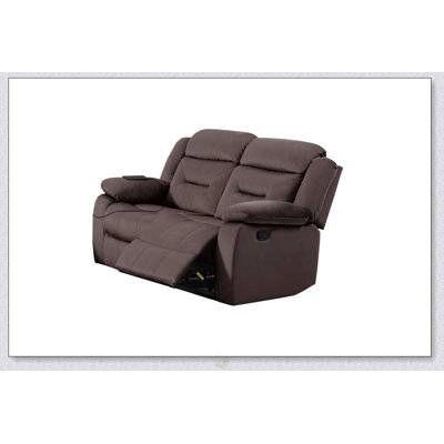 Causeuse manuelle avec accoudoirs, dossier moelleux, capitonnage horizontal, port USB et finition chocolat pour les meubles de salon principaux