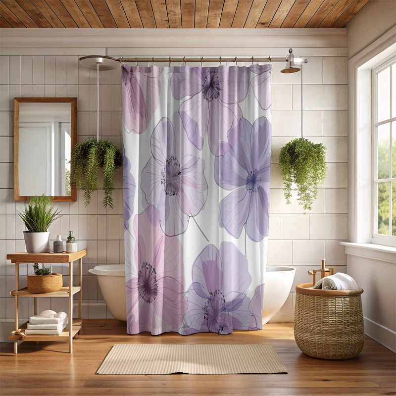 Rideau de douche Rose Calm - Premium 124, H 74 po x l 71 po
