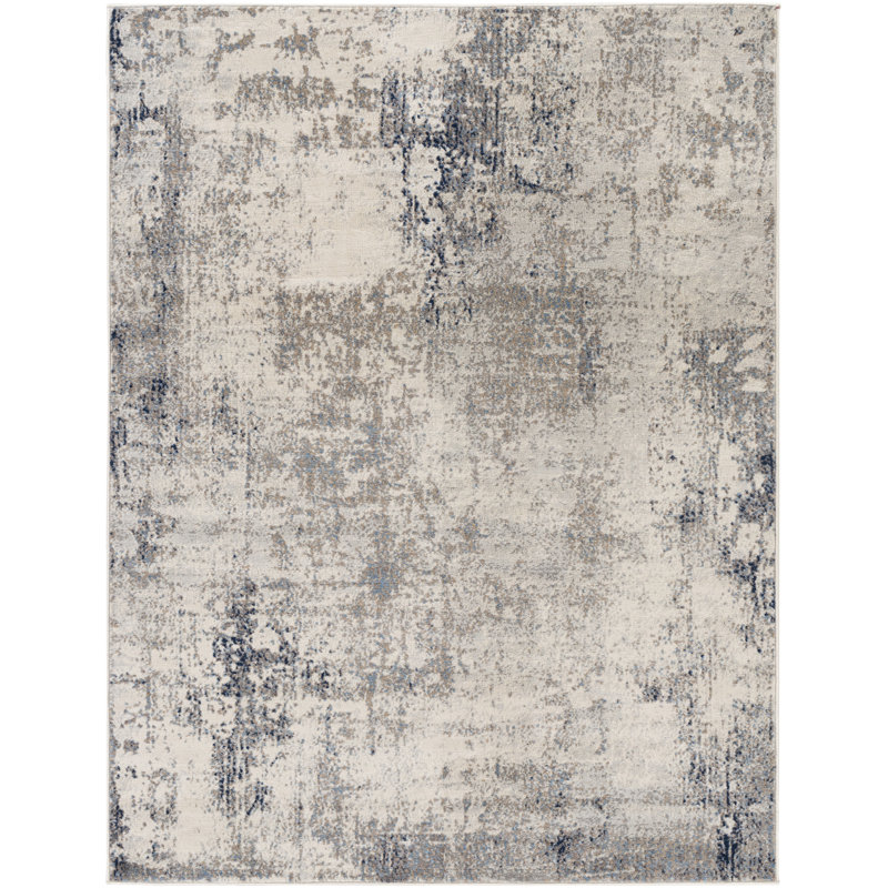 Jemison Abstract Cream/Taupe Area Rug, Rectangle 7'10" x 10'