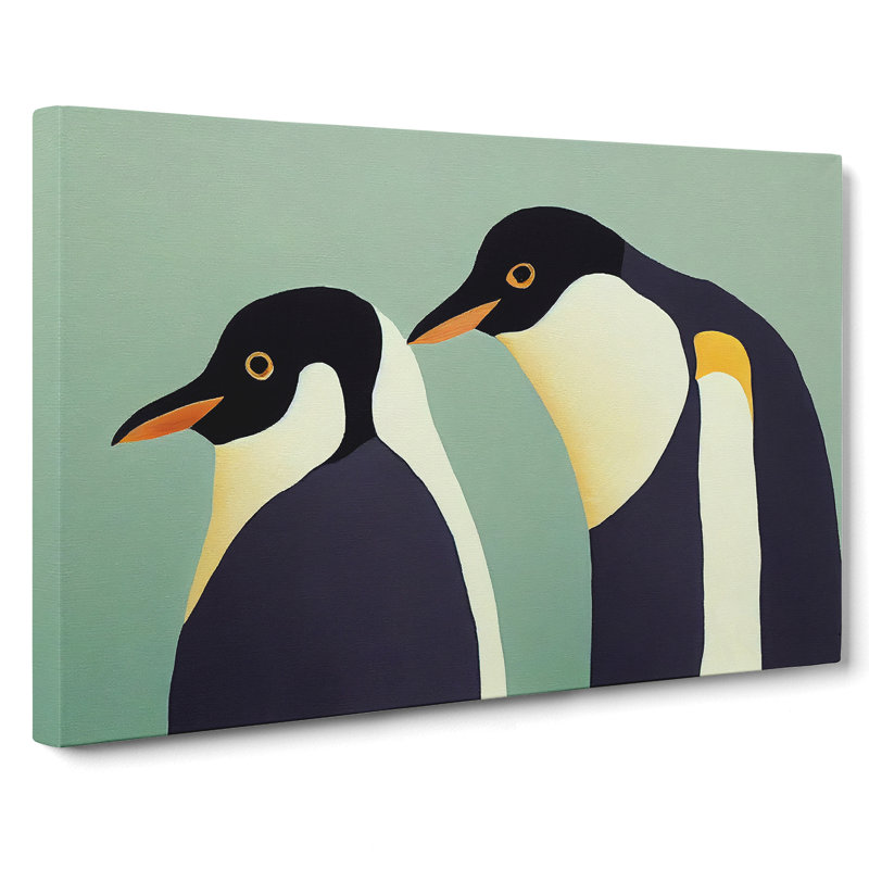 The Two Penguins Vol.2 Abstract - Wrapped Canvas Print, 35cm H x 50cm W x 3cm D