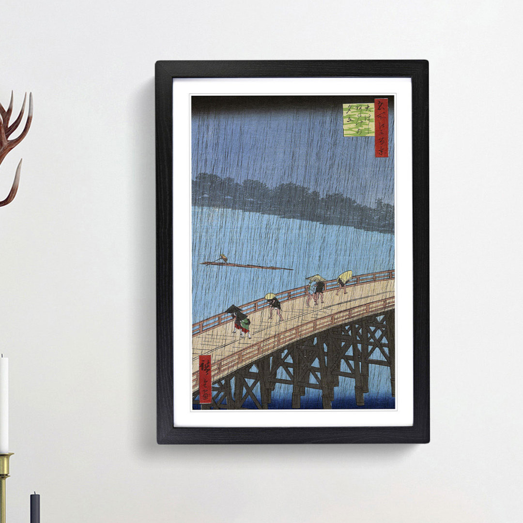 Rain over the Bridge by Utagawa Hiroshige - Picture Frame Painting Print