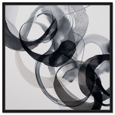 Tableau sur toile encadrée « Infinite Bend II », décoration murale minimaliste par Art Remedy, cadre noir, 20 x 20 pouces