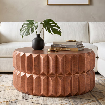 Edge Coffee Table Wire Brush Copper Finish