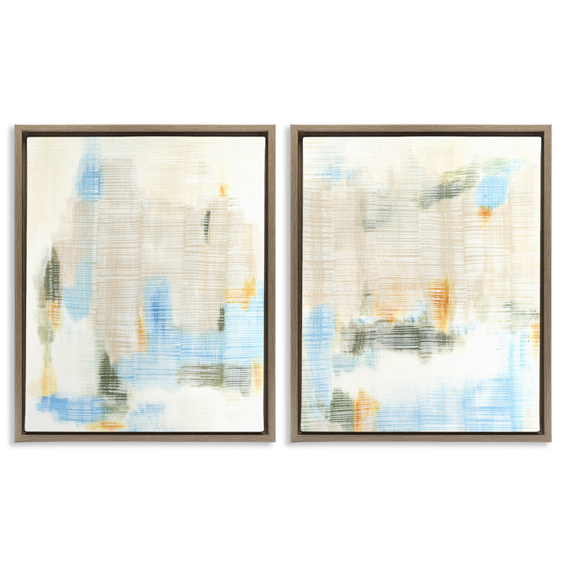 Ensemble de 2 toiles flottantes horizontales horizontales, design par Vanna Lam, Cadre flottant orme Montalcino