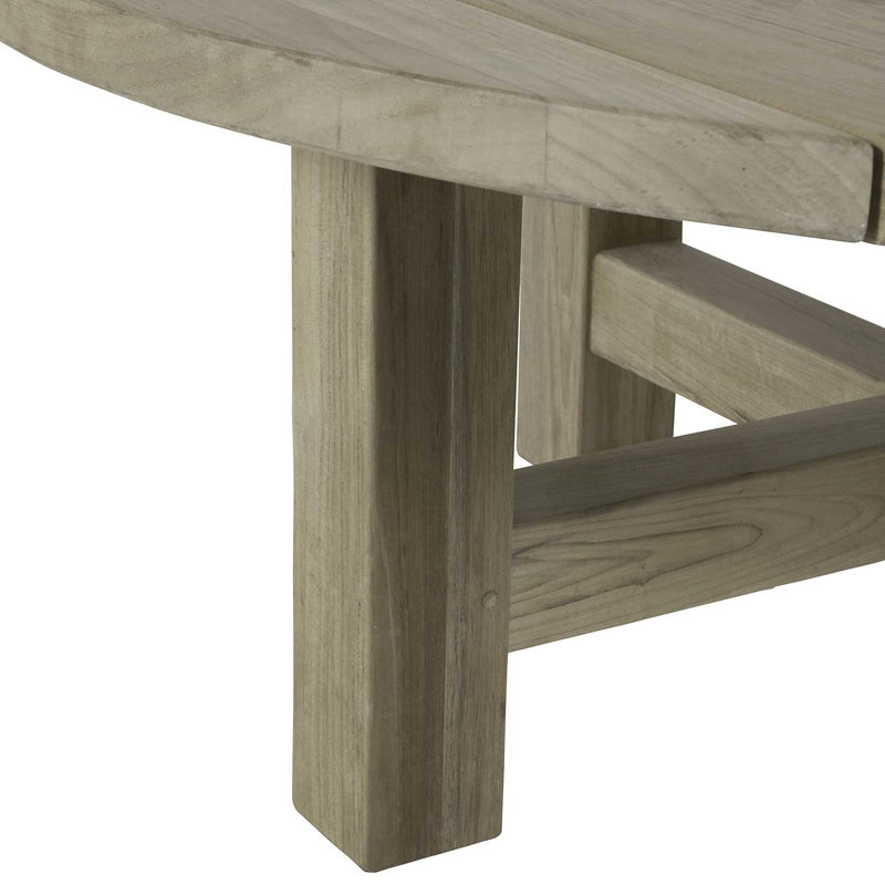 Croquet Solid Wood 4 Legs Coffee Table, Oyster Teak