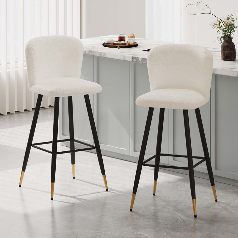 Modern Style Barstool,with Metal Legs,and Gold - Tipped Ends,Suitable for Various Decoration Styles
