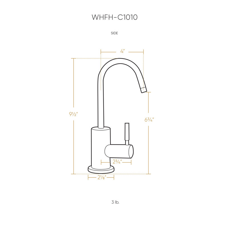  Whitehaus Point of Use Cold Water Drinking Faucet with Gooseneck Swivel Spout, Polished Chrome