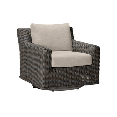 Fauteuil rotatif tissé rustique et haut-parleur noir Noyer