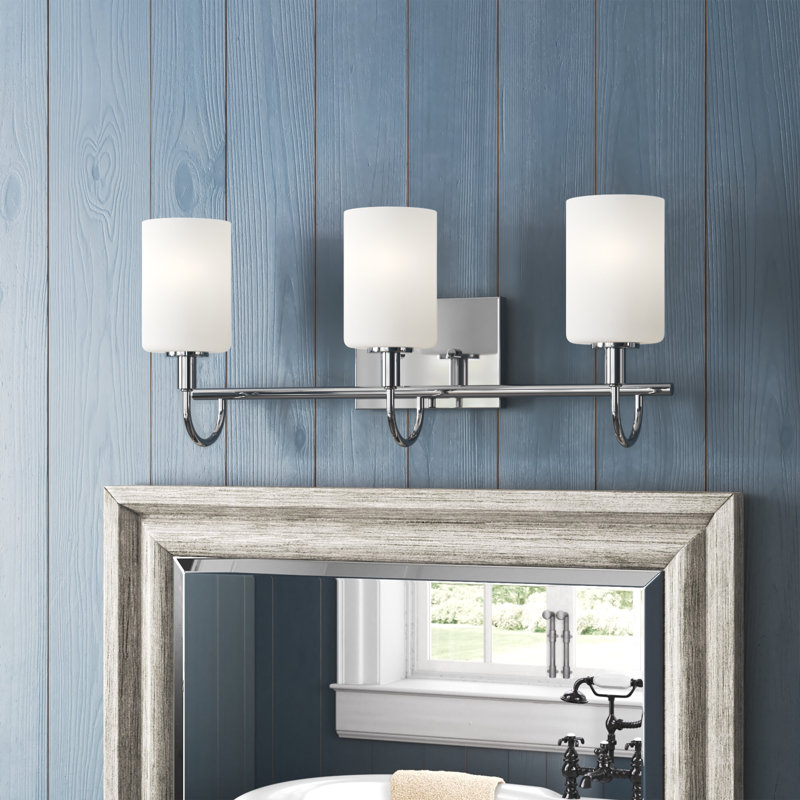 Rowley 3 Light Frosted Dimmable Vanity Light, Chrome